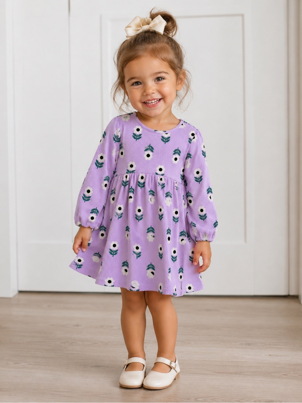 Old Navy Lilac Floral Long-Sleeve Dress